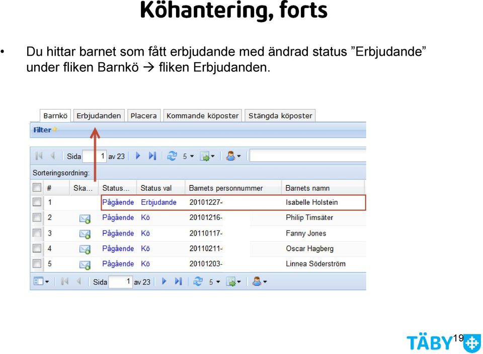 status Erbjudande under