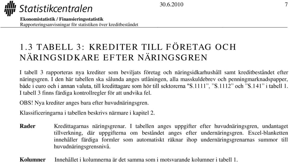 I den här tabellen ska sålunda anges utlåningen, alla masskuldebrev och penningmarknadspapper, både i euro och i annan valuta, till kredittagare som hör till sektorerna "S.1111, S.1112 och S.