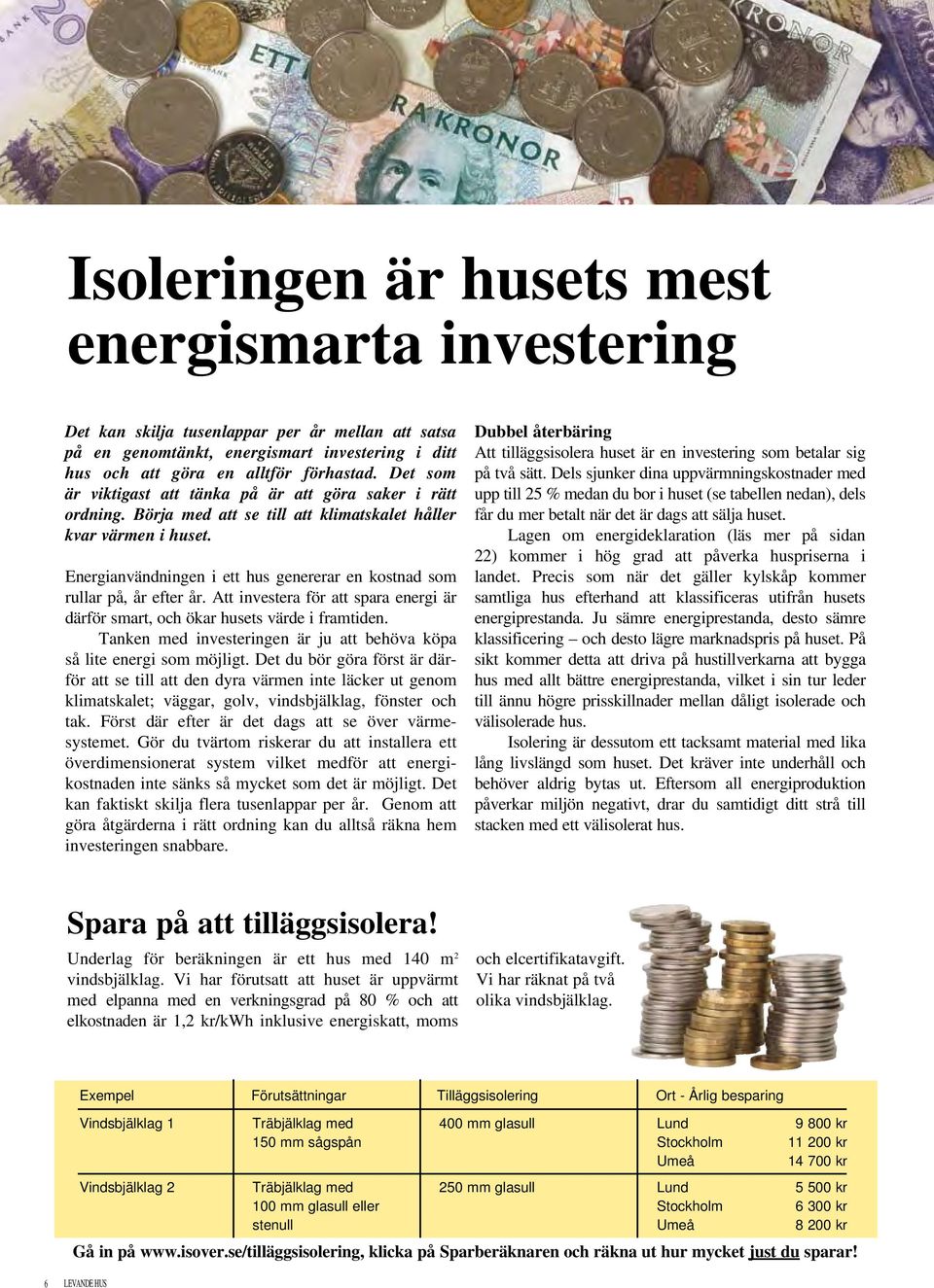 Energianvändningen i ett hus genererar en kostnad som rullar på, år efter år. Att investera för att spara energi är därför smart, och ökar husets värde i framtiden.