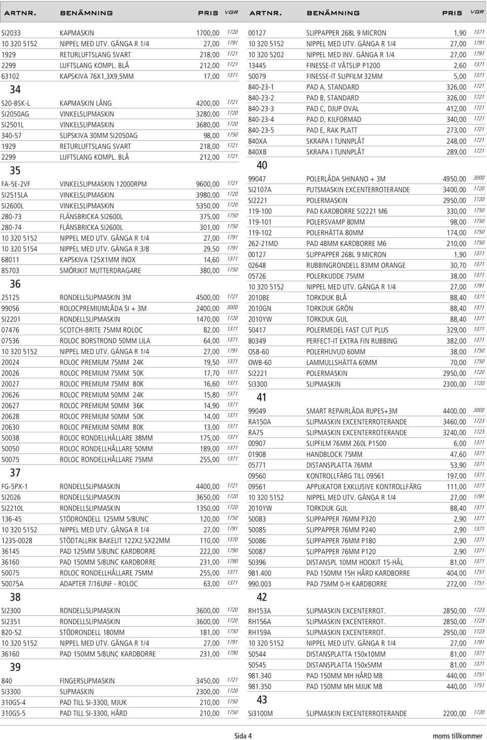 SI2050AG 98,00 1750 1929 RETURLUFTSLANG SVART 218,00 1721 2299 LUFTSLANG KOMPL.