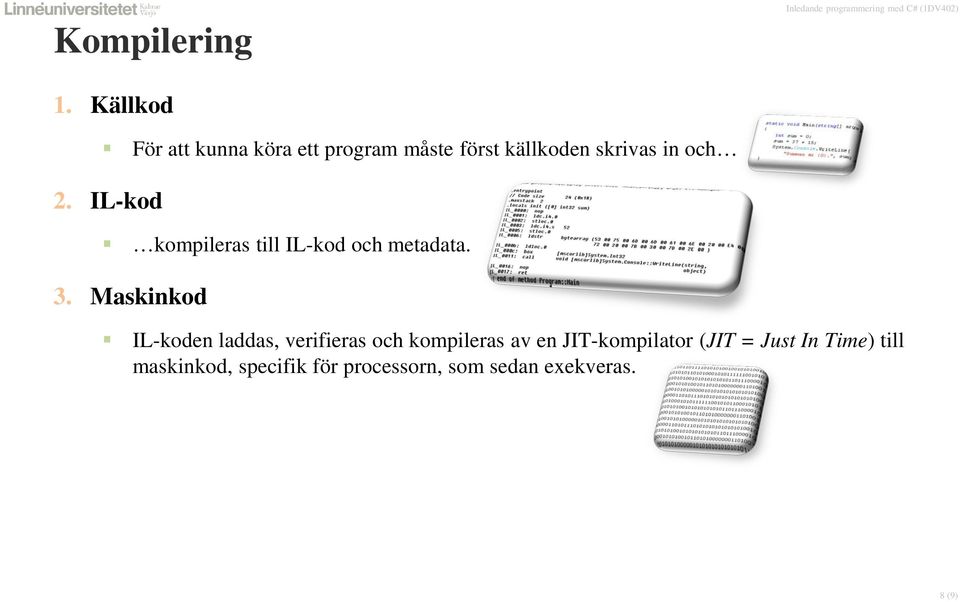 2. IL-kod kompileras till IL-kod och metadata. 3.