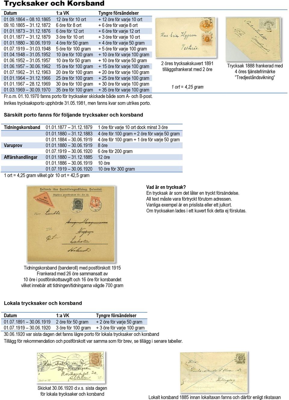 04.1948 31.05.1952 10 öre för 100 gram + 10 öre för varje 100 gram 01.06.1952 31.05.1957 10 öre för 50 gram + 10 öre för varje 50 gram 01.06.1957 30.06.1962 15 öre för 100 gram + 15 öre för varje 100 gram 01.