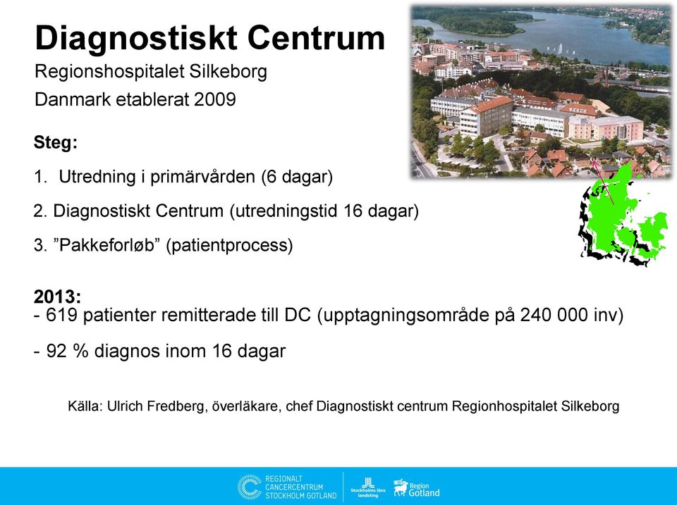 Pakkeforløb (patientprocess) 2013: - 619 patienter remitterade till DC (upptagningsområde på 240