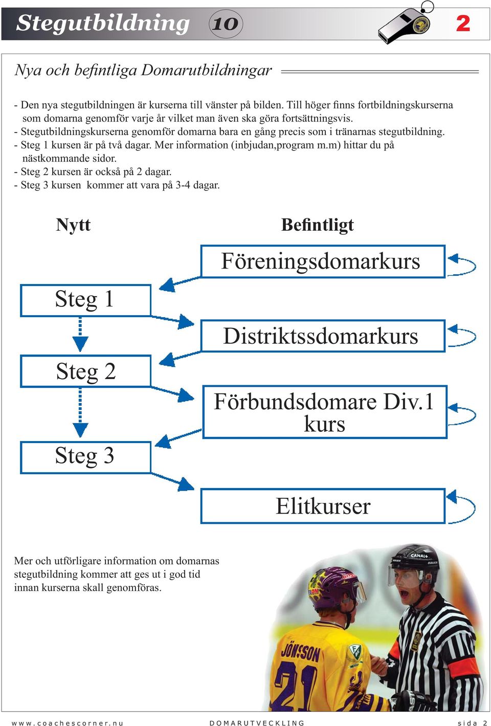 - Stegutbildningskurserna genomför domarna bara en gång precis som i tränarnas stegutbildning. - Steg 1 kursen är på två dagar. Mer information (inbjudan,program m.