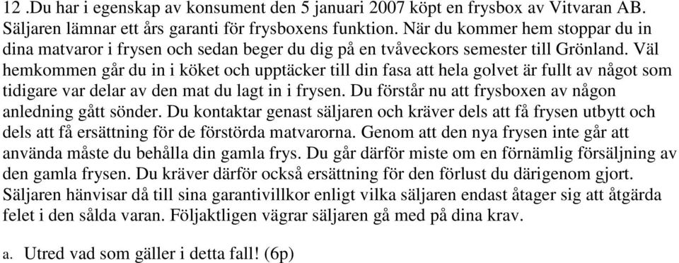 Väl hemkommen går du in i köket och upptäcker till din fasa att hela golvet är fullt av något som tidigare var delar av den mat du lagt in i frysen.