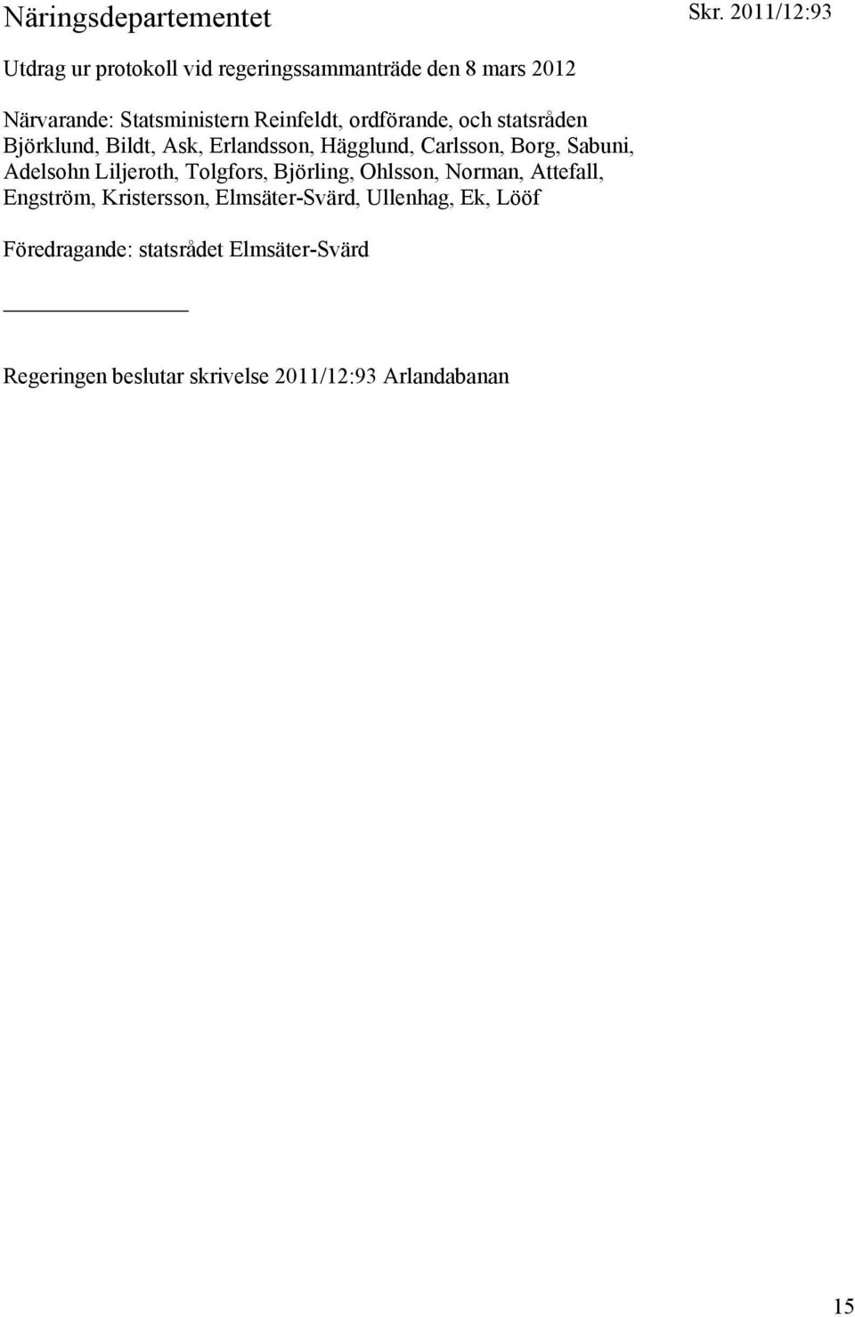 Adelsohn Liljeroth, Tolgfors, Björling, Ohlsson, Norman, Attefall, Engström, Kristersson, Elmsäter-Svärd,