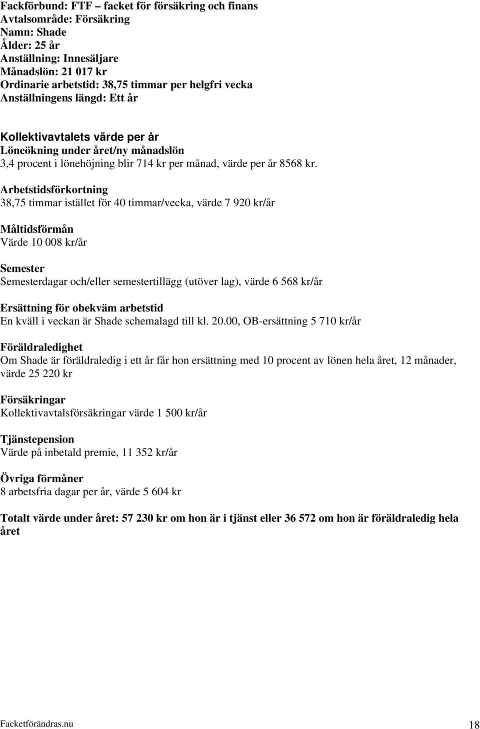 38,75 timmar istället för 40 timmar/vecka, värde 7 920 kr/år Måltidsförmån Värde 10 008 kr/år Semester Semesterdagar och/eller semestertillägg (utöver lag), värde 6 568 kr/år Ersättning för obekväm