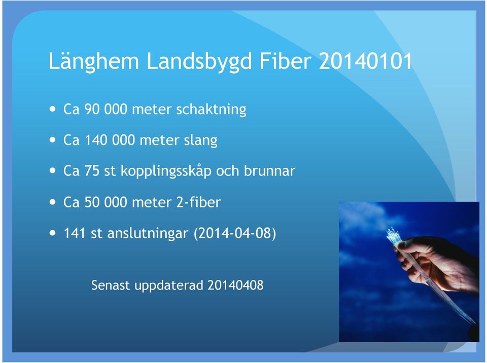 kopplingsskåp och brunnar Ca 50 000 meter 2-fiber
