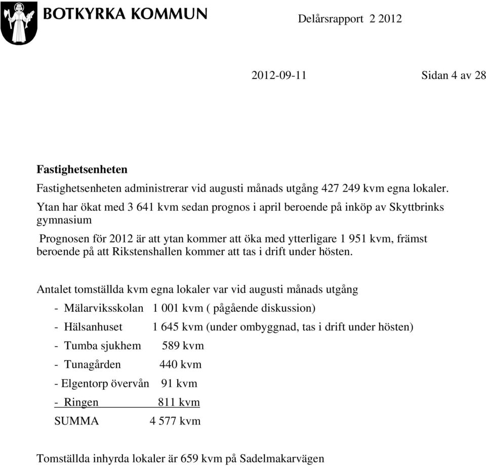 på att Rikstenshallen kommer att tas i drift under hösten.