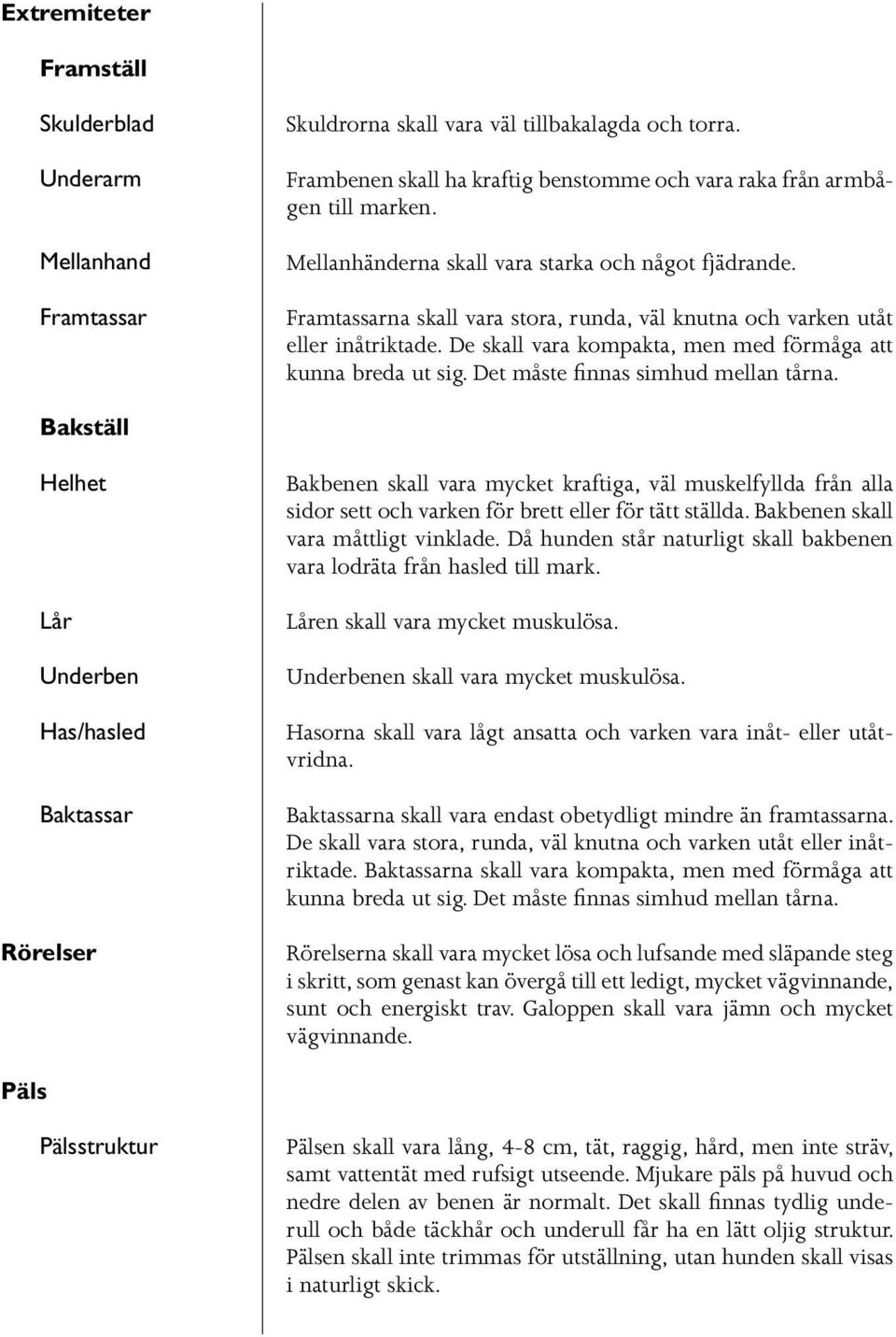 De skall vara kompakta, men med förmåga att kunna breda ut sig. Det måste finnas simhud mellan tårna.