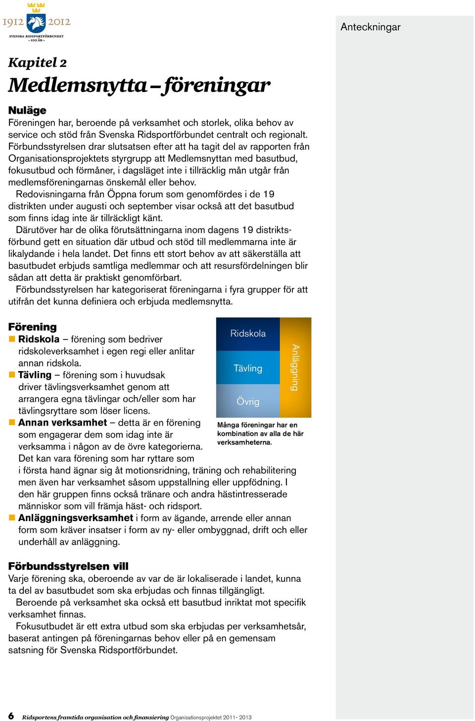 mån utgår från medlemsföreningarnas önskemål eller behov.