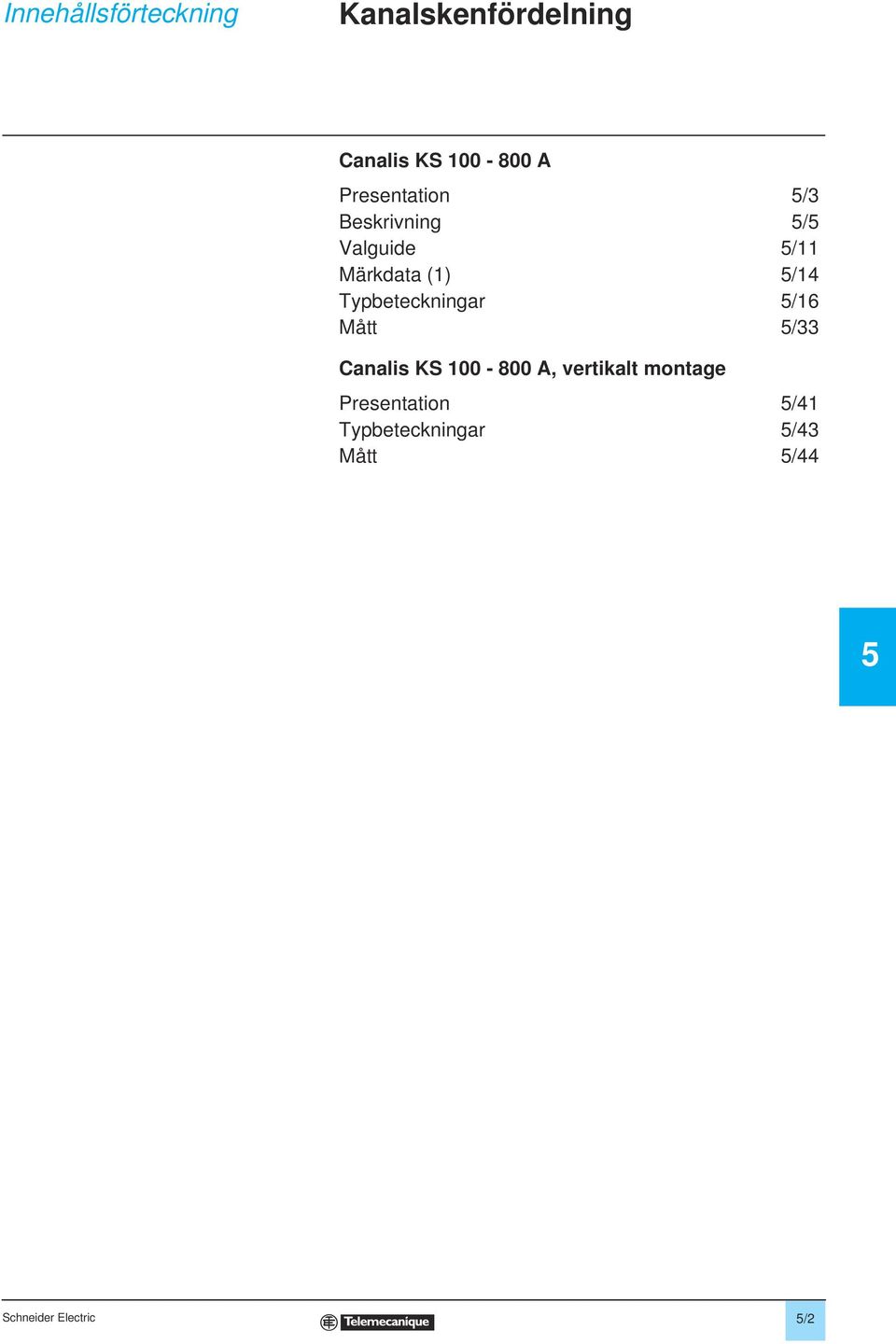 /14 Typbeteckningar /16 Mått /33 Canalis KS 1-8 A,