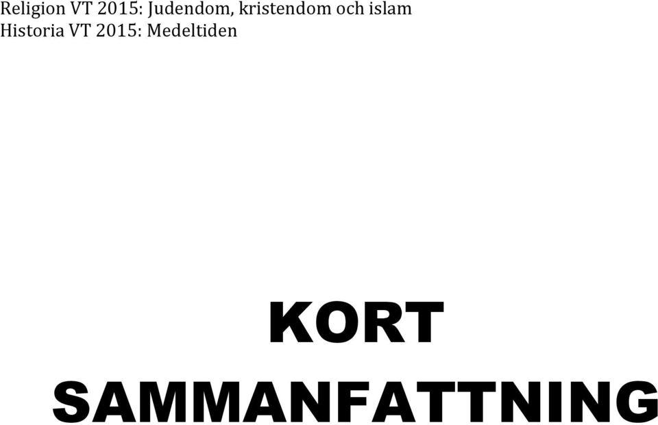 islam Historia VT 2015: