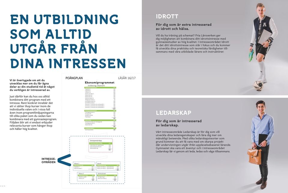 I intresseområdet Idrott är det ditt idrottsintresse som står i fokus och du kommer få utveckla dina praktiska och teoretiska färdigheter tillsammans med våra utbildade lärare och instruktörer.