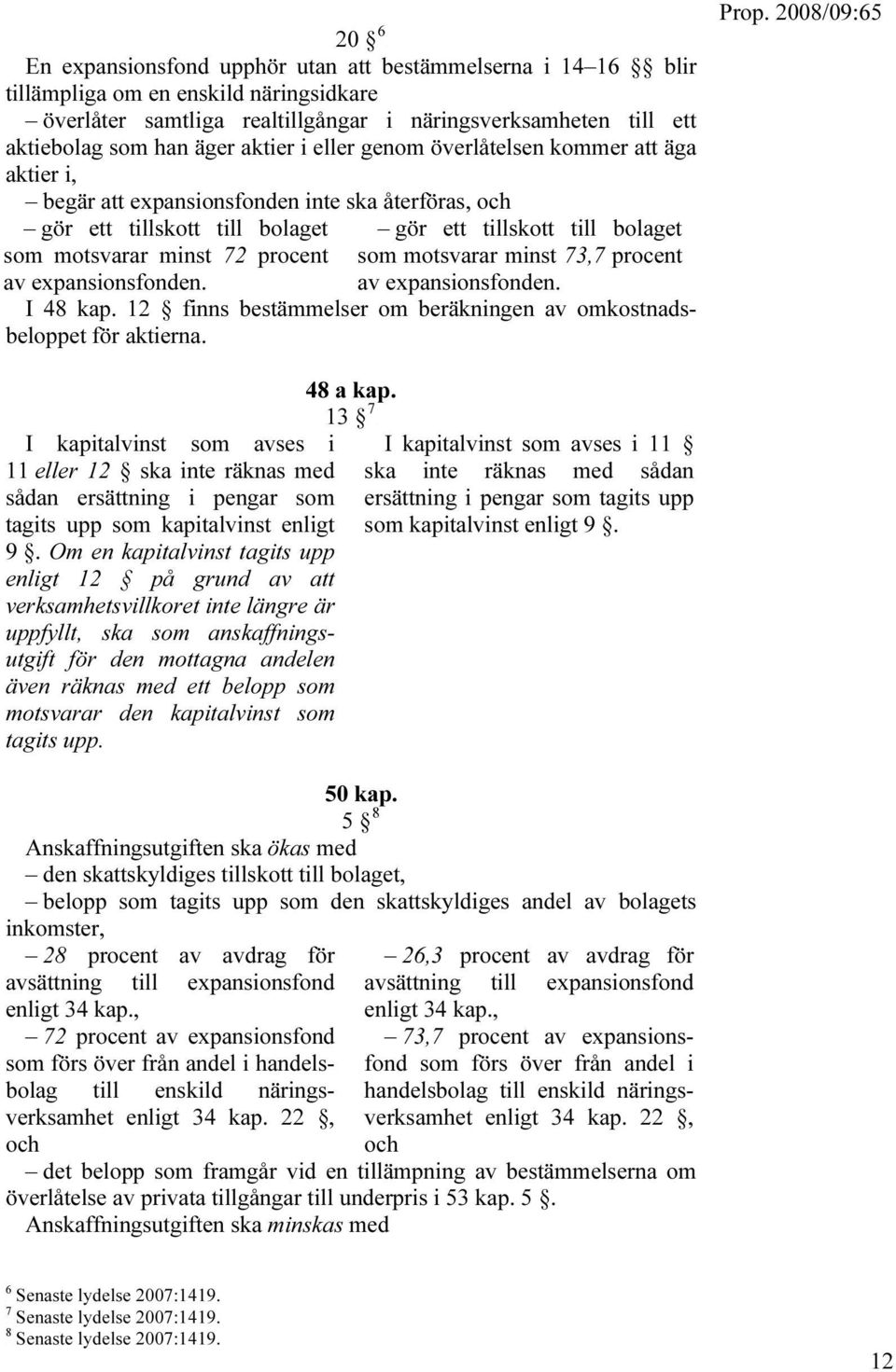 motsvarar minst 72 procent av expansionsfonden. 6 gör ett tillskott till bolaget som motsvarar minst 73,7 procent av expansionsfonden. I 48 kap.