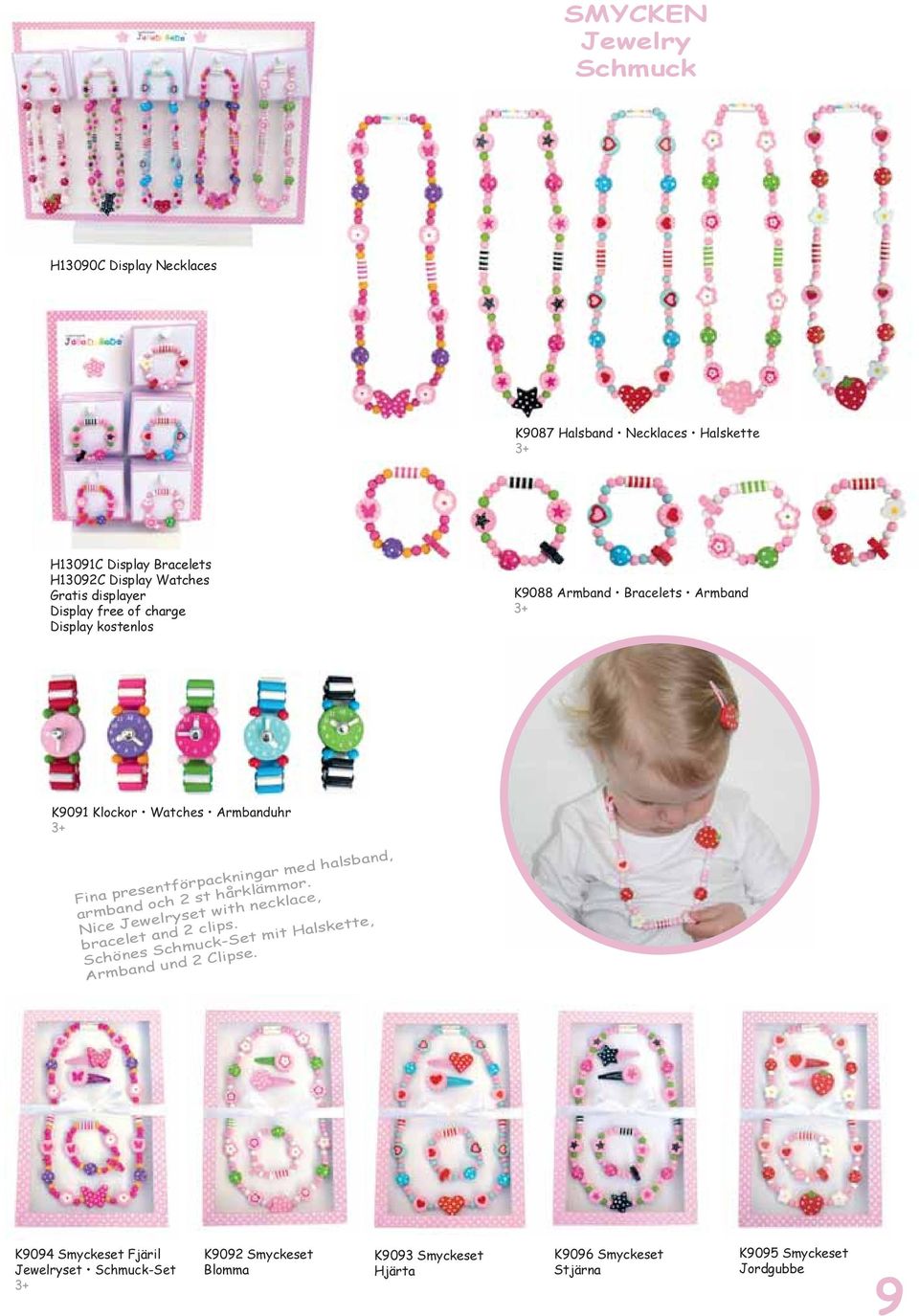 2 st hårklämmor. bracelet and 2 clips. Schönes Schmuck-Set mit Halskette, Armband und 2 Clipse.