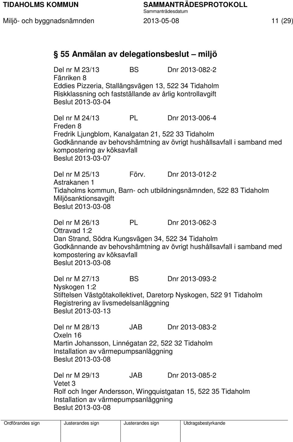 hushållsavfall i samband med kompostering av köksavfall Beslut 2013-03-07 Del nr M 25/13 Förv.