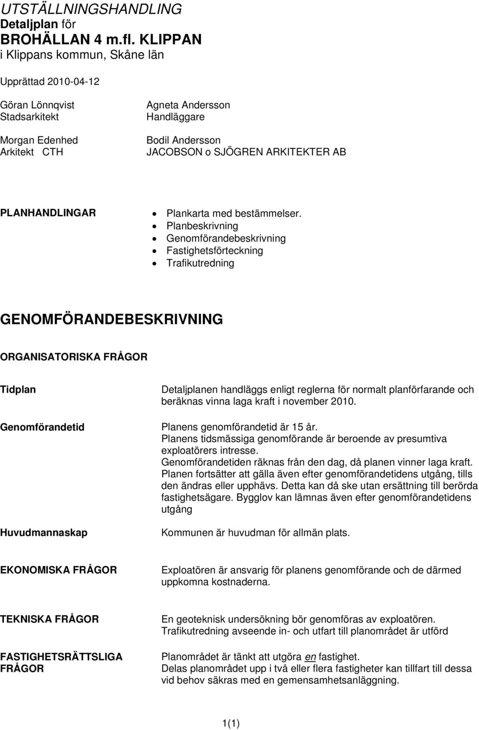 PLANHANDLINGAR Plankarta med bestämmelser.