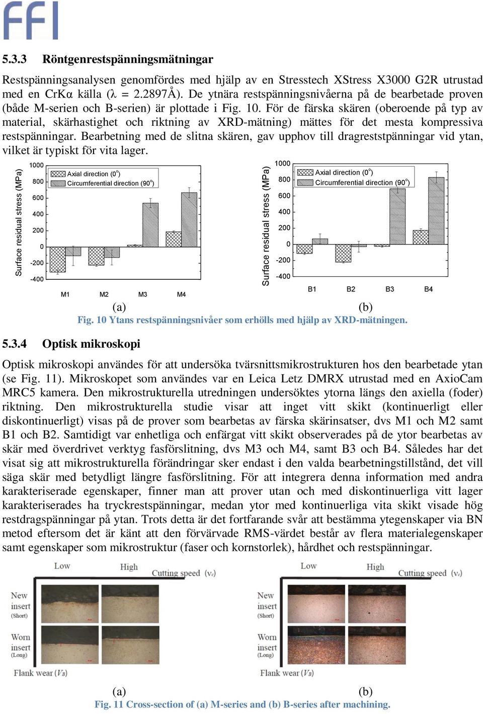 De ytnära restspänningsnivåerna på de bearbetade proven (både M-serien och B-serien) är plottade i Fig. 10.