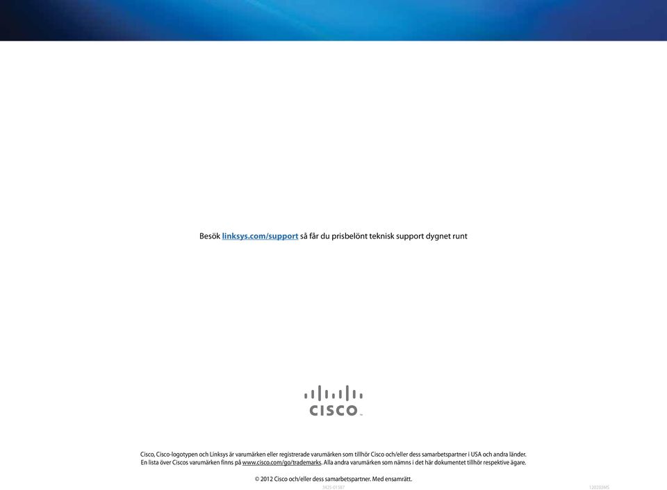 eller registrerade varumärken som tillhör Cisco och/eller dess samarbetspartner i USA och andra länder.