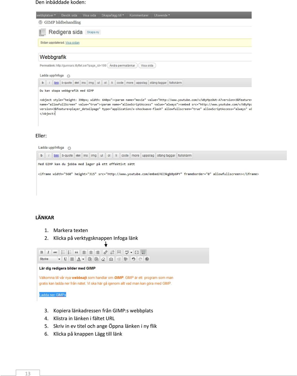 Kopiera länkadressen från GIMP:s webbplats 4.