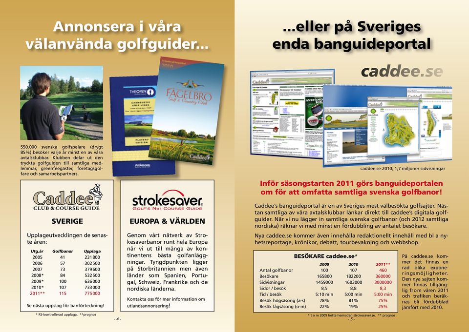 Klubben delar ut den tryckta golfguiden till samtliga medlemmar, greenfeegäster, företagsgolfare och samarbetspartners. caddee.