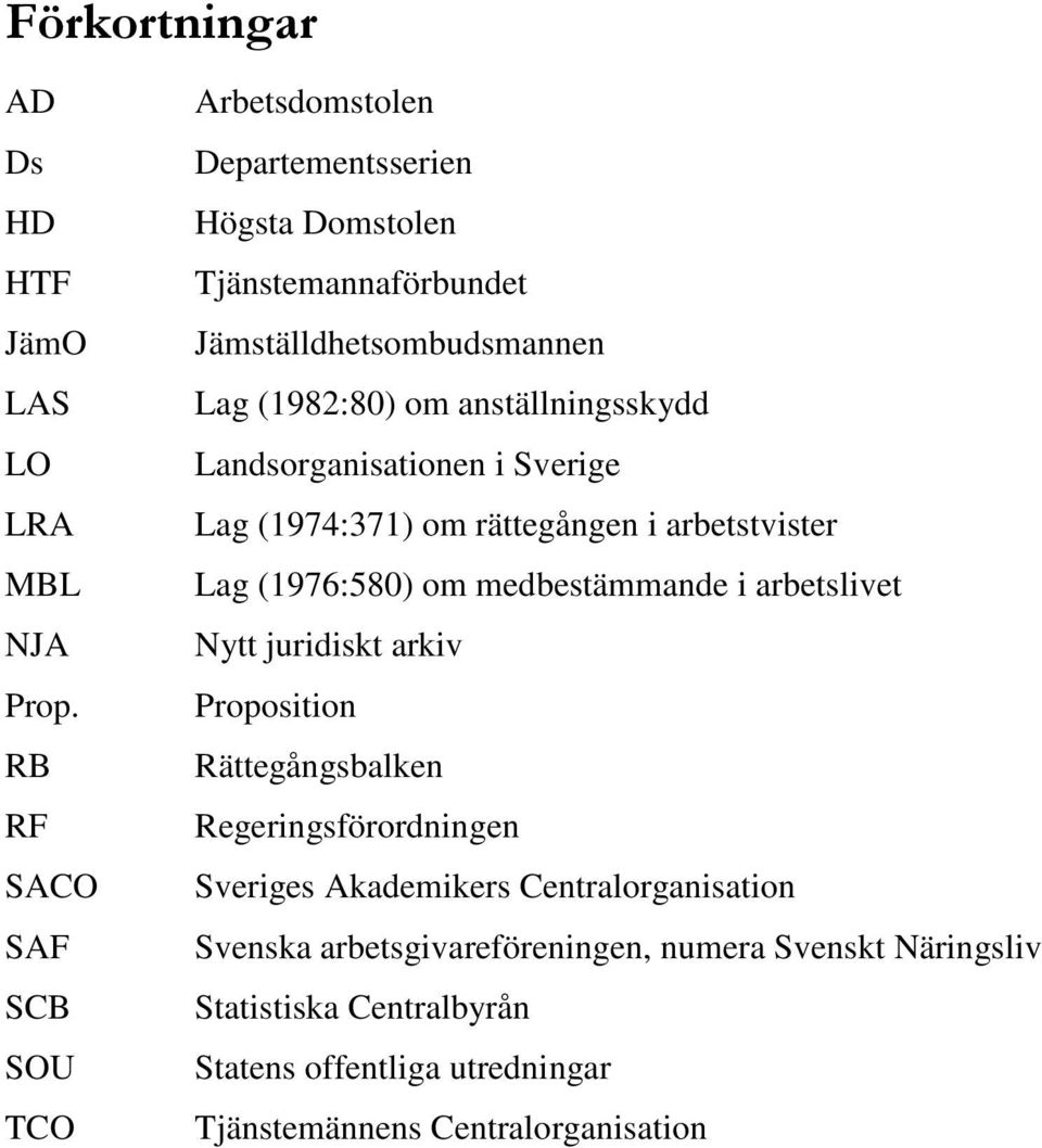anställningsskydd Landsorganisationen i Sverige Lag (1974:371) om rättegången i arbetstvister Lag (1976:580) om medbestämmande i arbetslivet Nytt