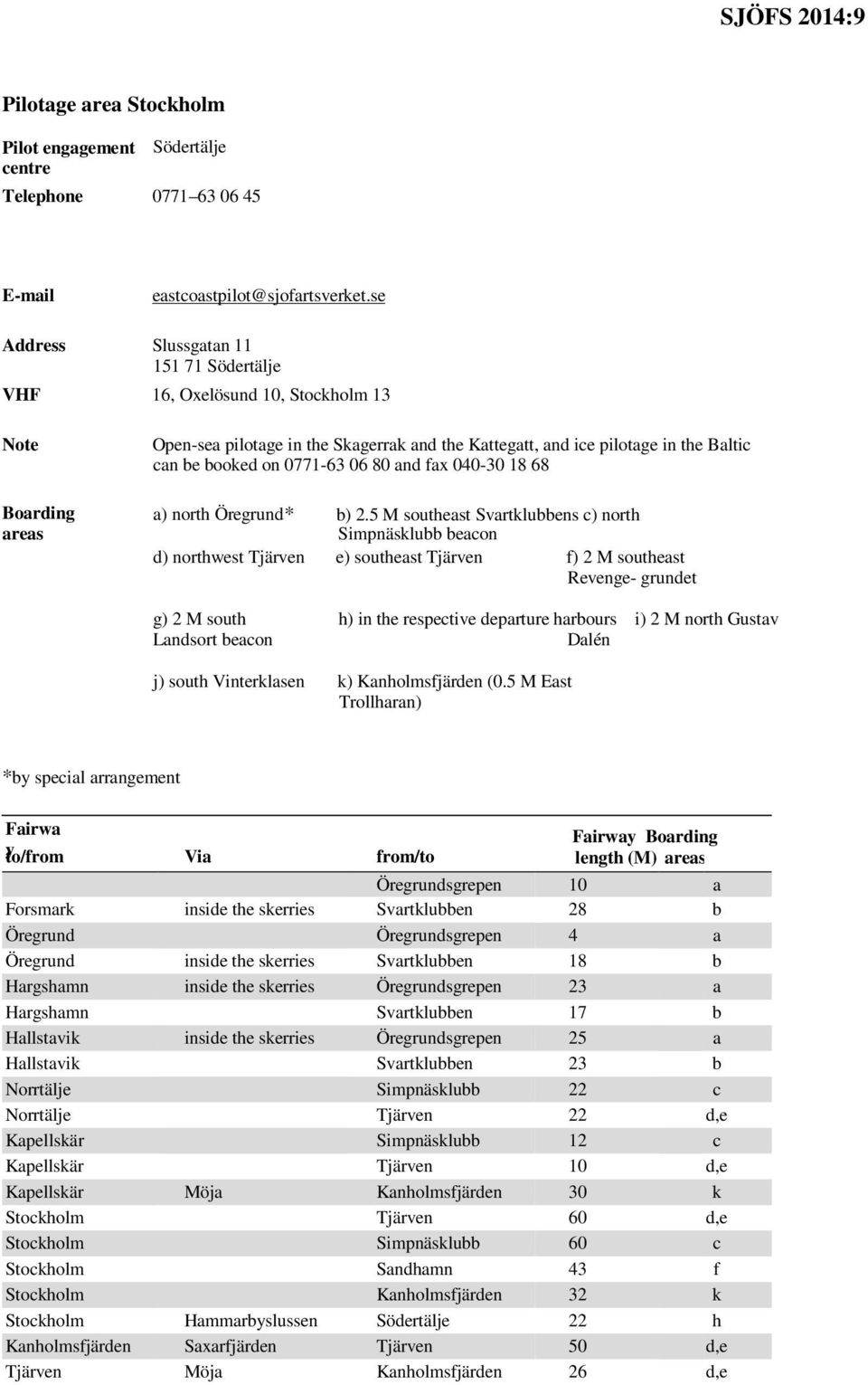 0771-63 06 80 and fax 040-30 18 68 a) north Öregrund* b) 2.