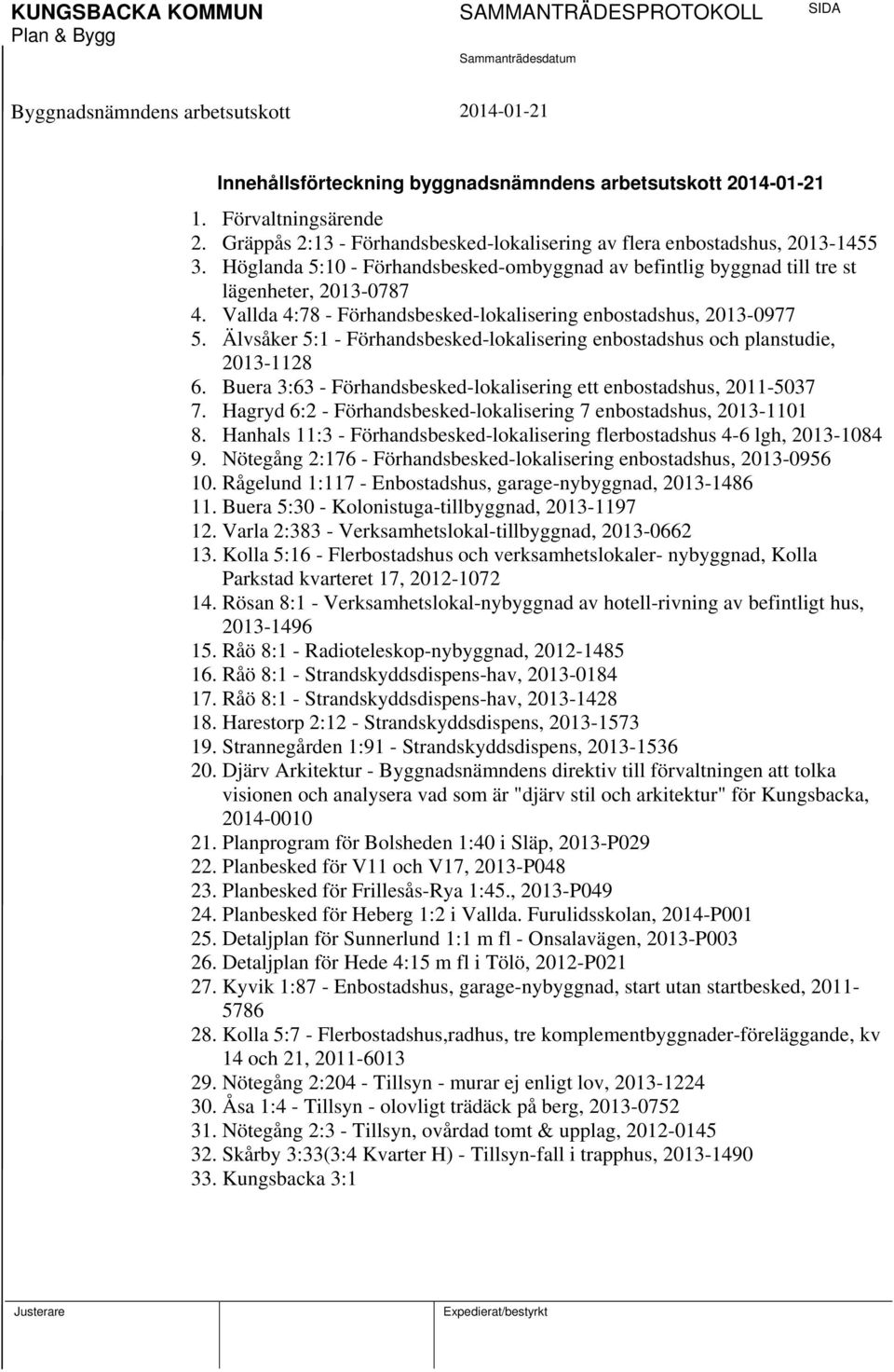 Älvsåker 5:1 - Förhandsbesked-lokalisering enbostadshus och planstudie, 2013-1128 6. Buera 3:63 - Förhandsbesked-lokalisering ett enbostadshus, 2011-5037 7.