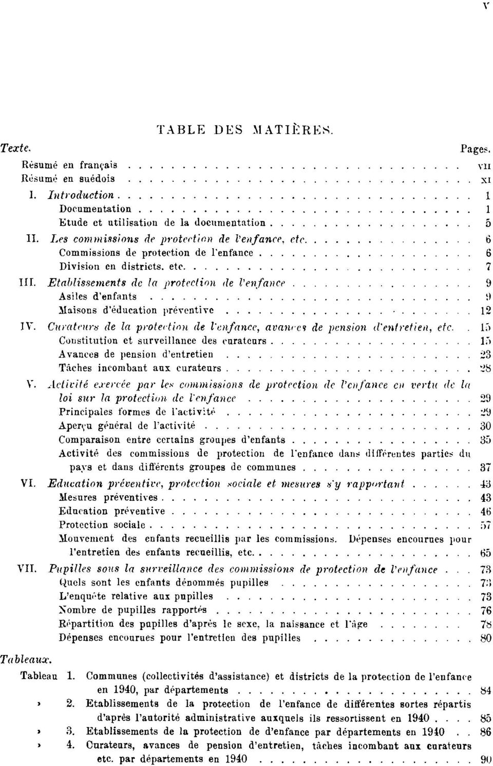 Etablissements de la protection de l'enfance 9 Asiles d'enfants 9 Maisons d'éducation préventive 12 IV. Curateurs de la protection de l'enfance, avances de pension d'entretien, etc.