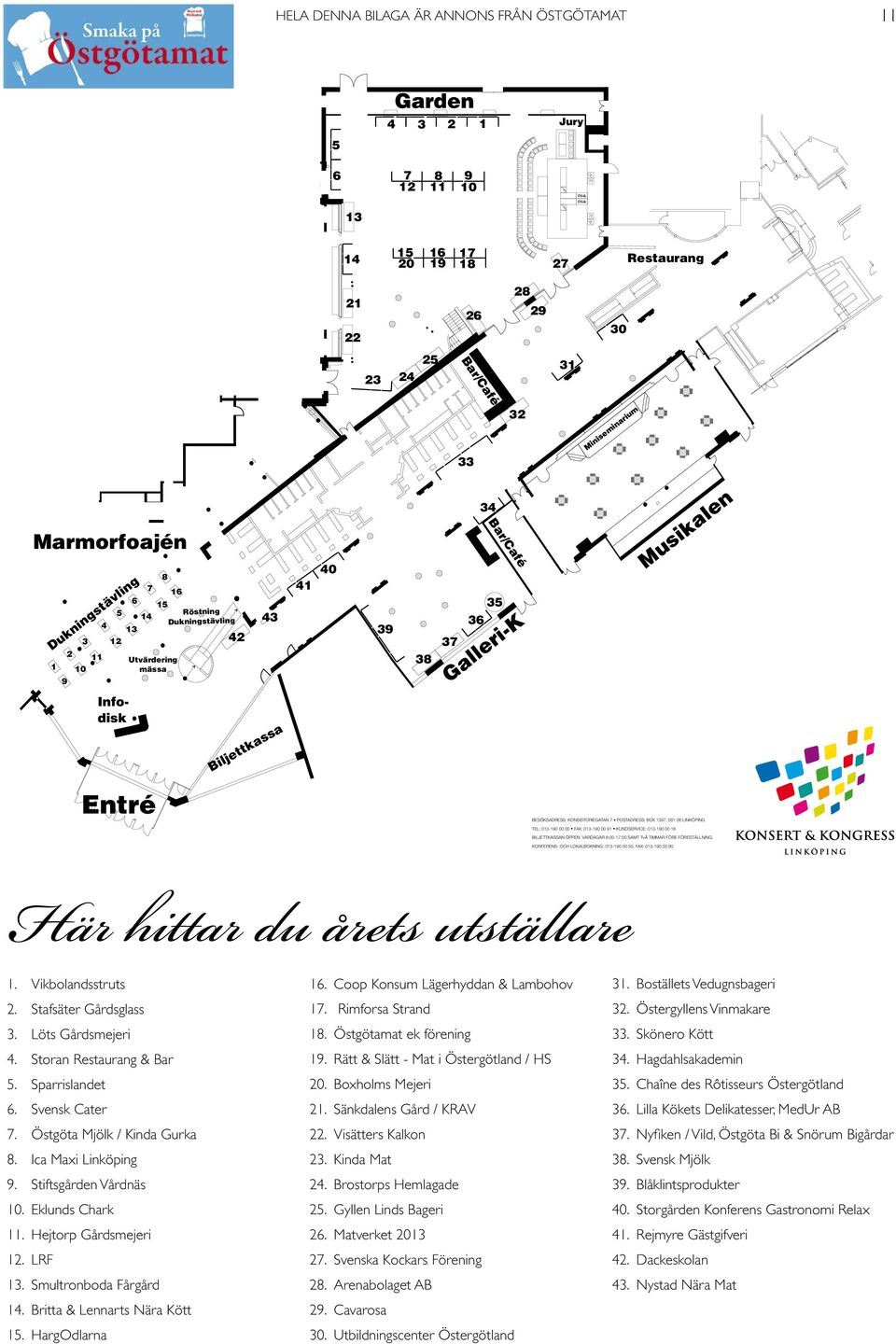 36 34 Bar/Café 35 Galleri-K Musikalen Infodisk Biljettkassa Entré BESÖKSADRESS: KONSISTORIEGATAN 7 POSTADRESS: BOX 1397, 581 06 LINKÖPING TEL: 013-190 00 00 FAX: 013-190 00 91 KUNDSERVICE: 013-190 00