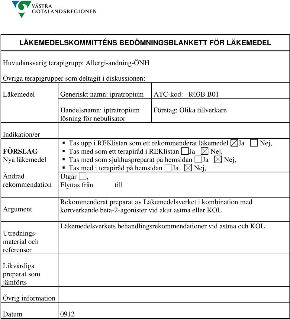 Olika tillverkare Rekommenderat preparat av sverket i kombination med