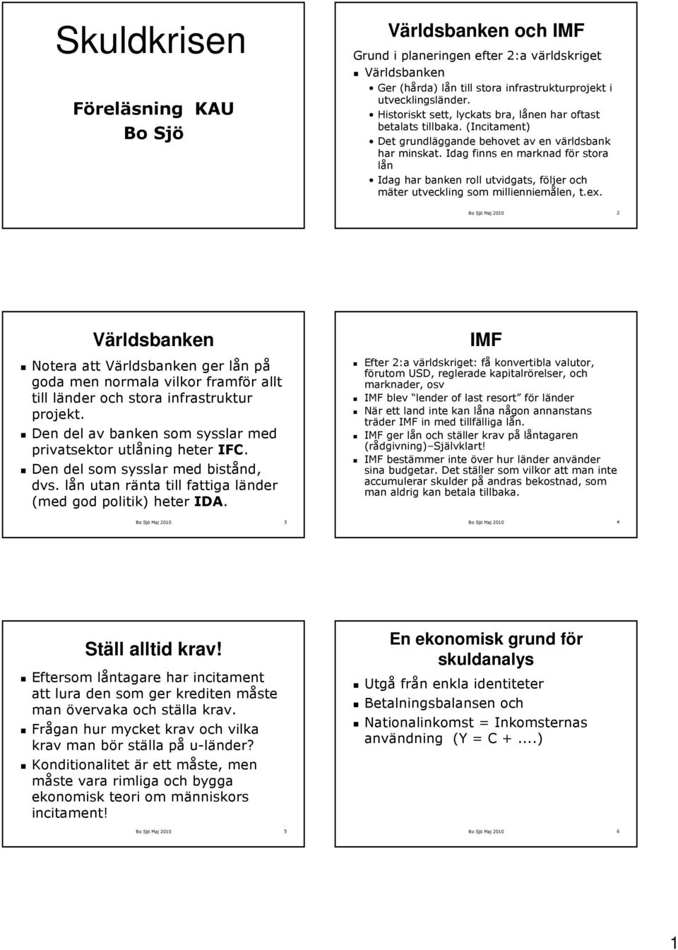 Idag finns en marknad för sora lån Idag har banken roll uvidgas, följer och mäer uveckling som millienniemålen,.ex.