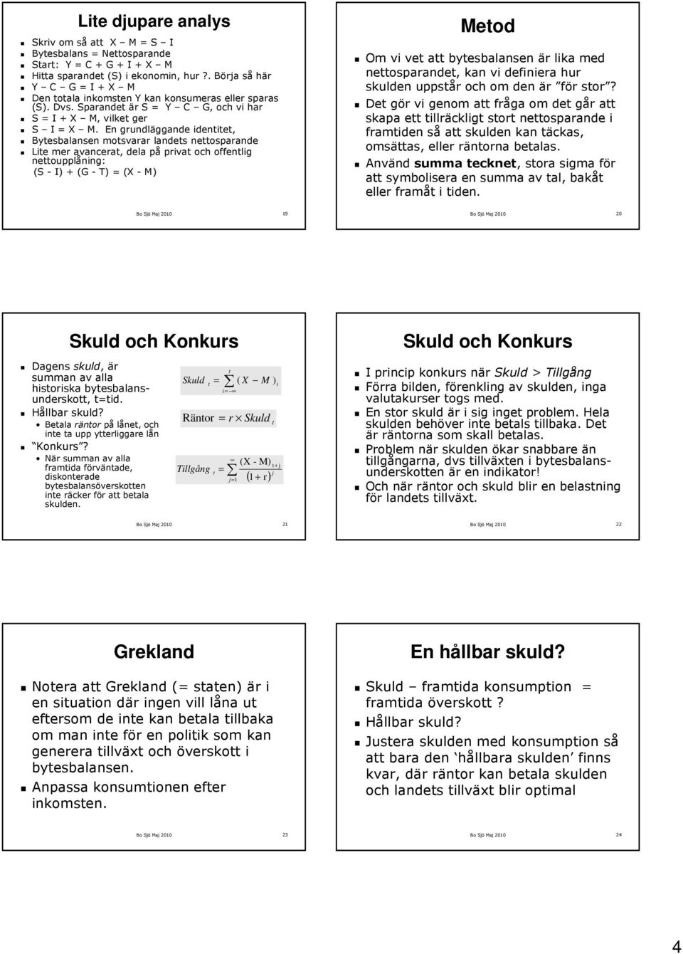 En grundläggande idenie, Byesbalansen mosvarar landes neosparande Lie mer avancera, dela på priva och offenlig neoupplåning: (S - I) + (G - T) = (X - M) Meod Om vi ve a byesbalansen är lika med