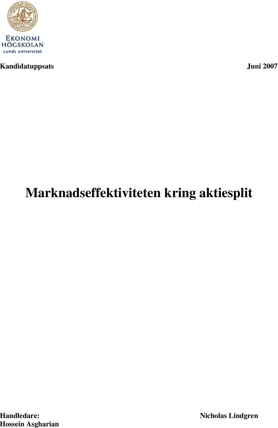 aktiesplit Handledare: