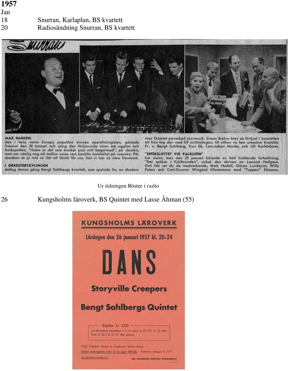 kvartett Ur tidningen Röster i radio 26