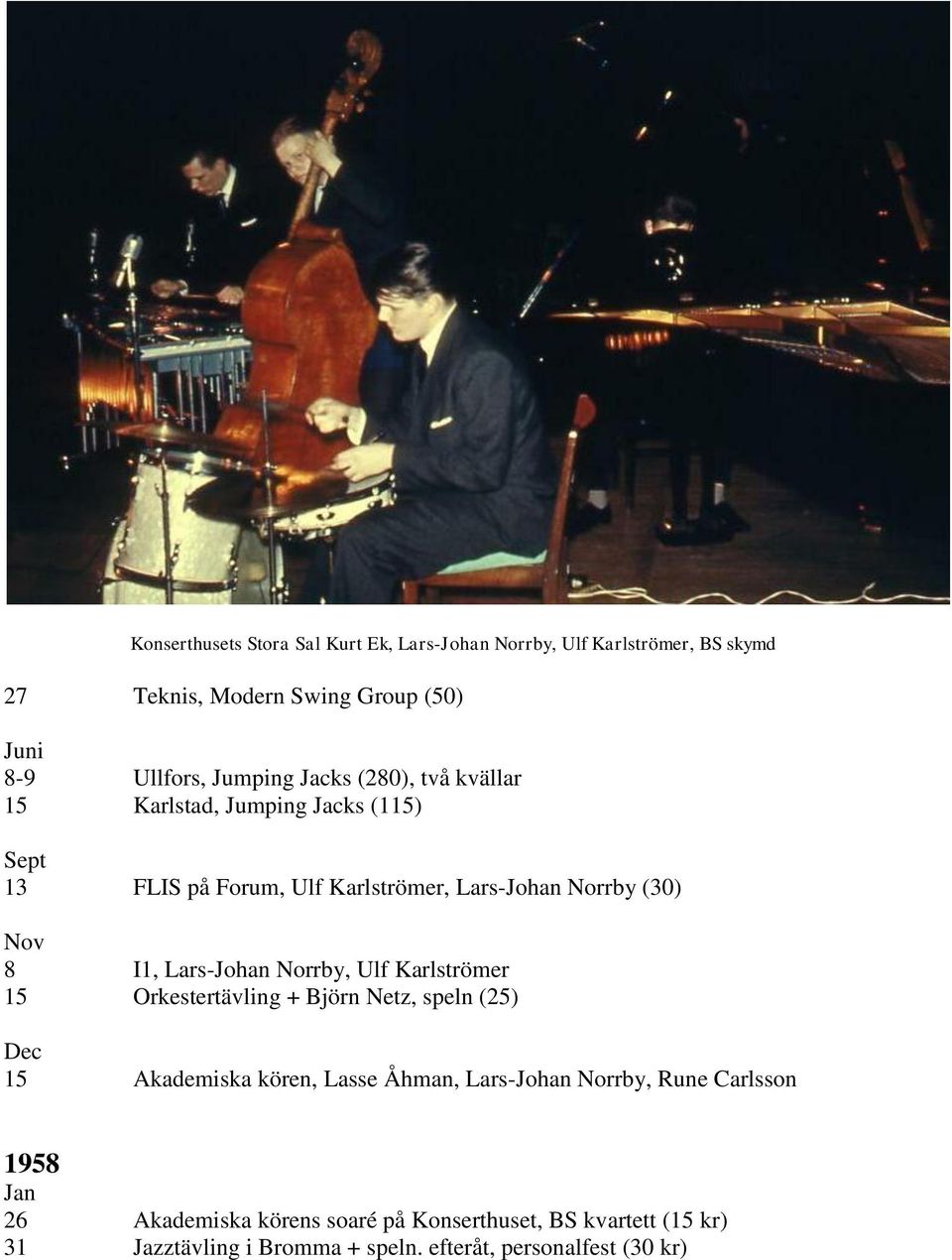 Lars-Johan Norrby, Ulf Karlströmer 15 Orkestertävling + Björn Netz, speln (25) Dec 15 Akademiska kören, Lasse Åhman, Lars-Johan Norrby,