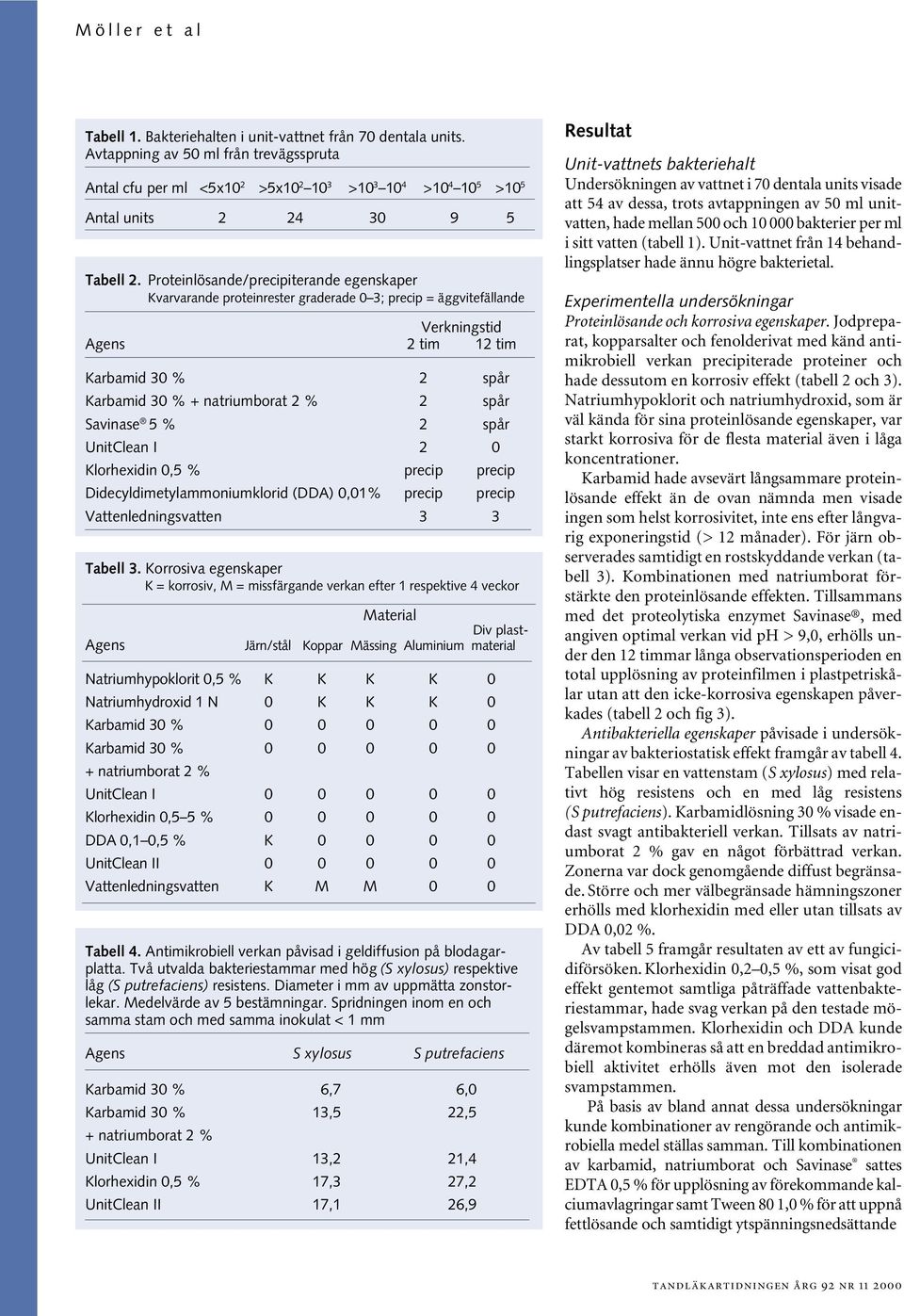 Proteinlösande/precipiterande egenskaper Kvarvarande proteinrester graderade 0 3; precip = äggvitefällande Verkningstid Agens 2 tim 12 tim Karbamid 30 % 2 spår Karbamid 30 % + natriumborat 2 % 2 spår