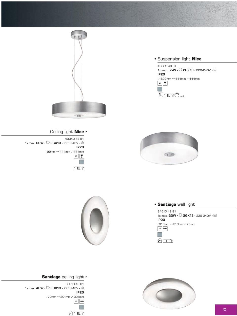 Ceiling light Nice 40340 48 81 1x max.