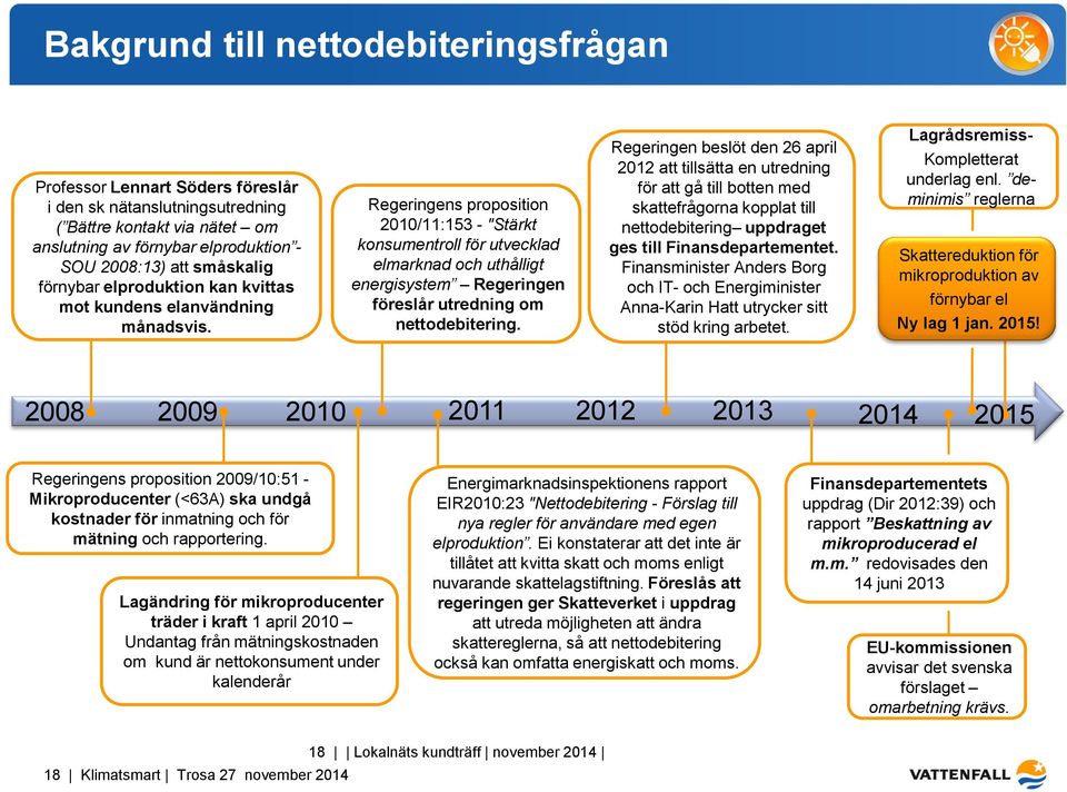 Regeringens proposition 2010/11:153 - "Stärkt konsumentroll för utvecklad elmarknad och uthålligt energisystem Regeringen föreslår utredning om nettodebitering.