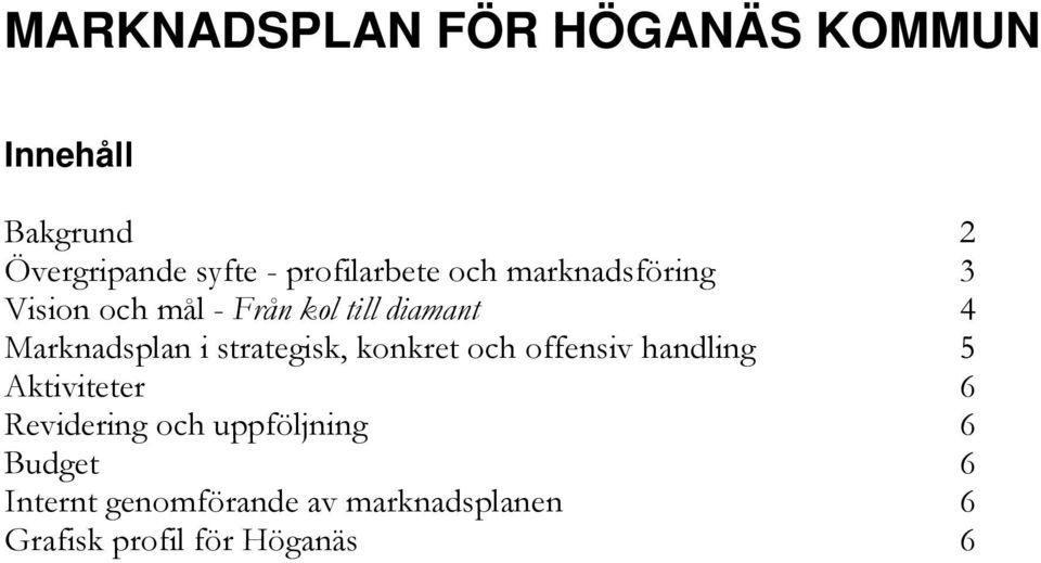 Marknadsplan i strategisk, konkret och offensiv handling 5 Aktiviteter 6