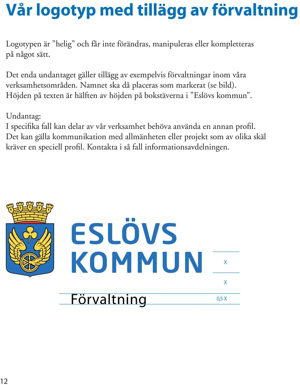 Höjden på texten är hälften av höjden på bokstäverna i Eslövs kommun.