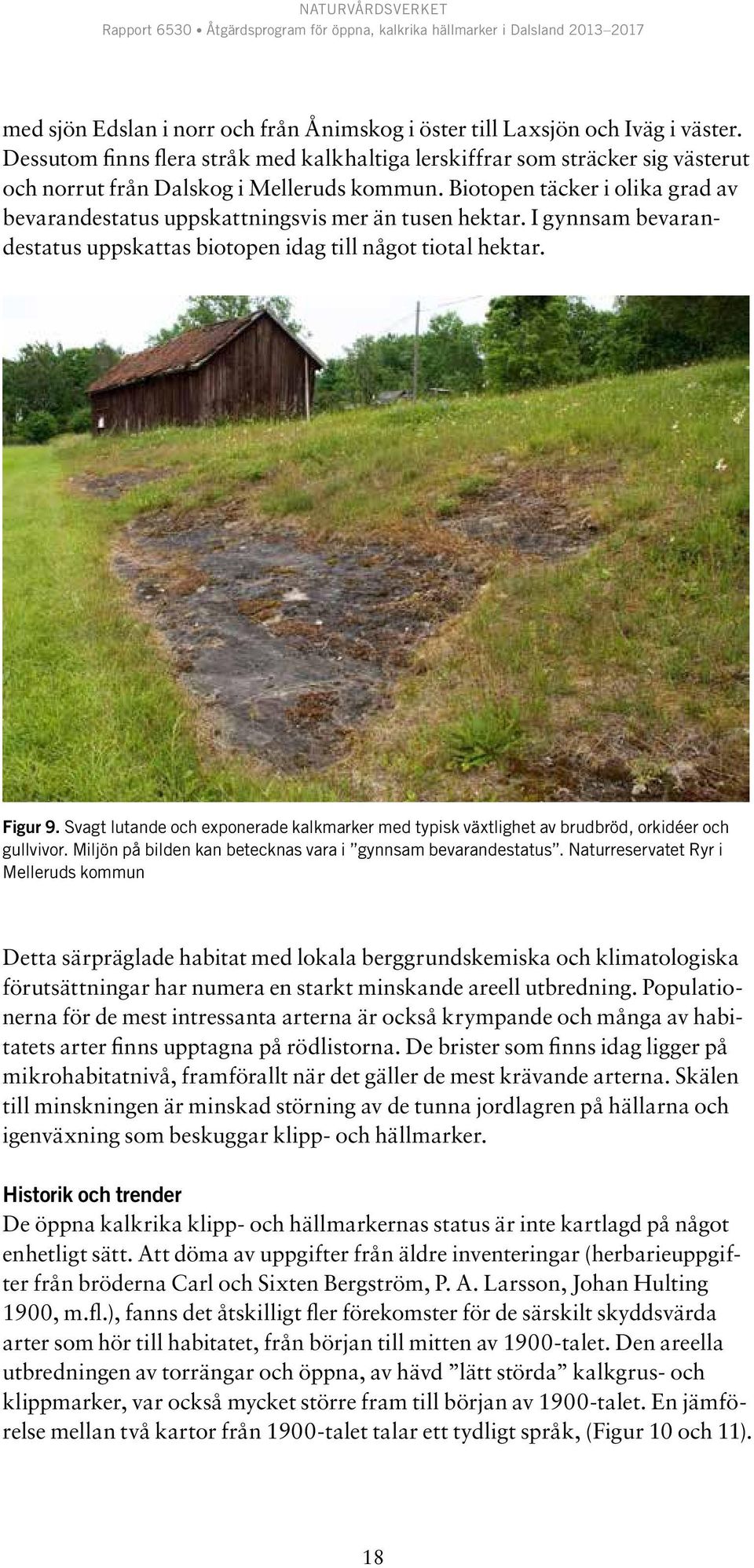 Biotopen täcker i olika grad av bevarandestatus uppskattningsvis mer än tusen hektar. I gynnsam bevarandestatus uppskattas biotopen idag till något tiotal hektar. Figur 9.