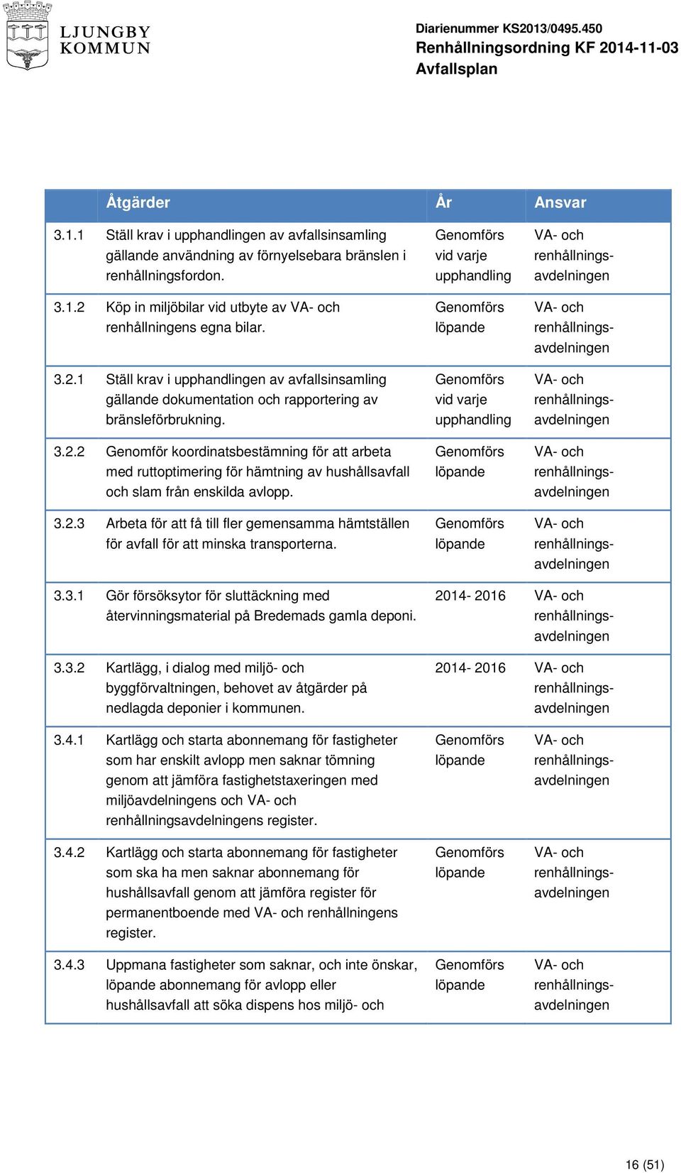 3.2.3 Arbeta för att få till fler gemensamma hämtställen för avfall för att minska transporterna.