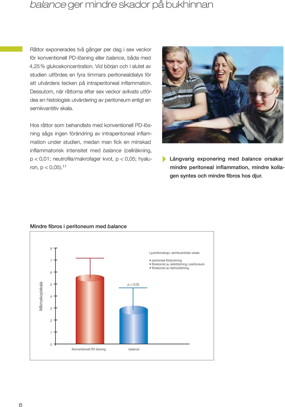 Dessutom, när råttorna efter sex veckor avlivats utfördes en histologisk utvärdering av peritoneum enligt en semikvantitiv skala.