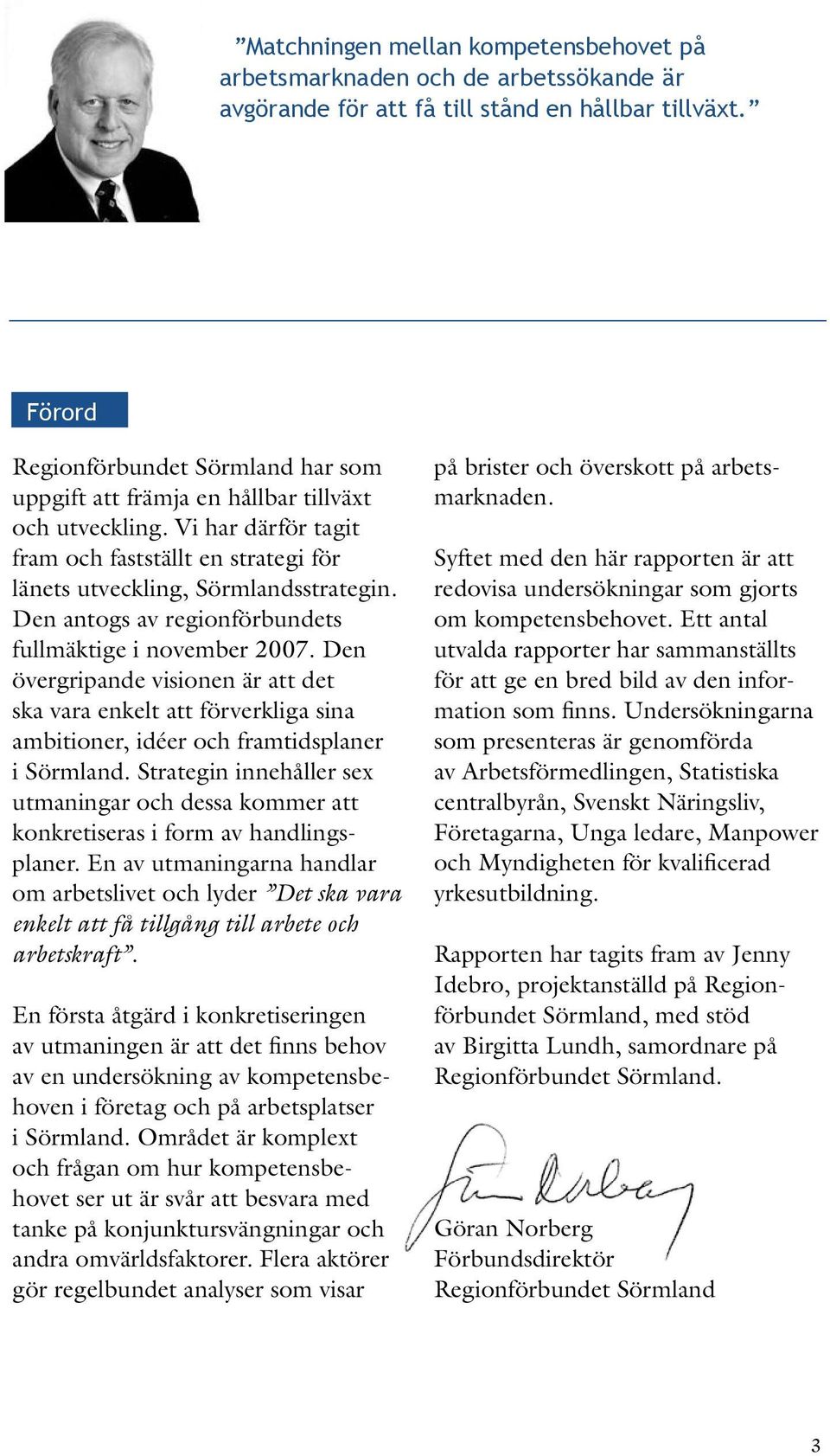 Den antogs av regionförbundets fullmäktige i november 2007. Den övergripande visionen är att det ska vara enkelt att förverkliga sina ambitioner, idéer och framtidsplaner i Sörmland.