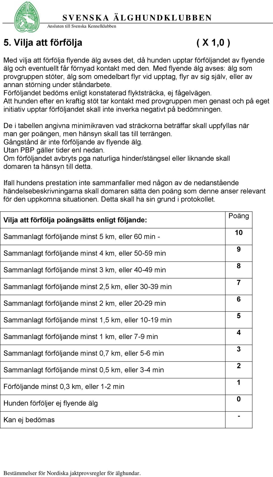 Förföljandet bedöms enligt konstaterad flyktsträcka, ej fågelvägen.