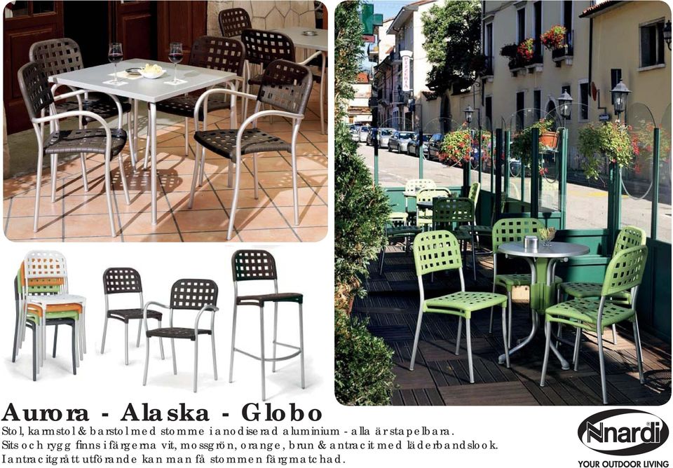Sits och rygg fi nns i färgerna vit, mossgrön, orange, brun &