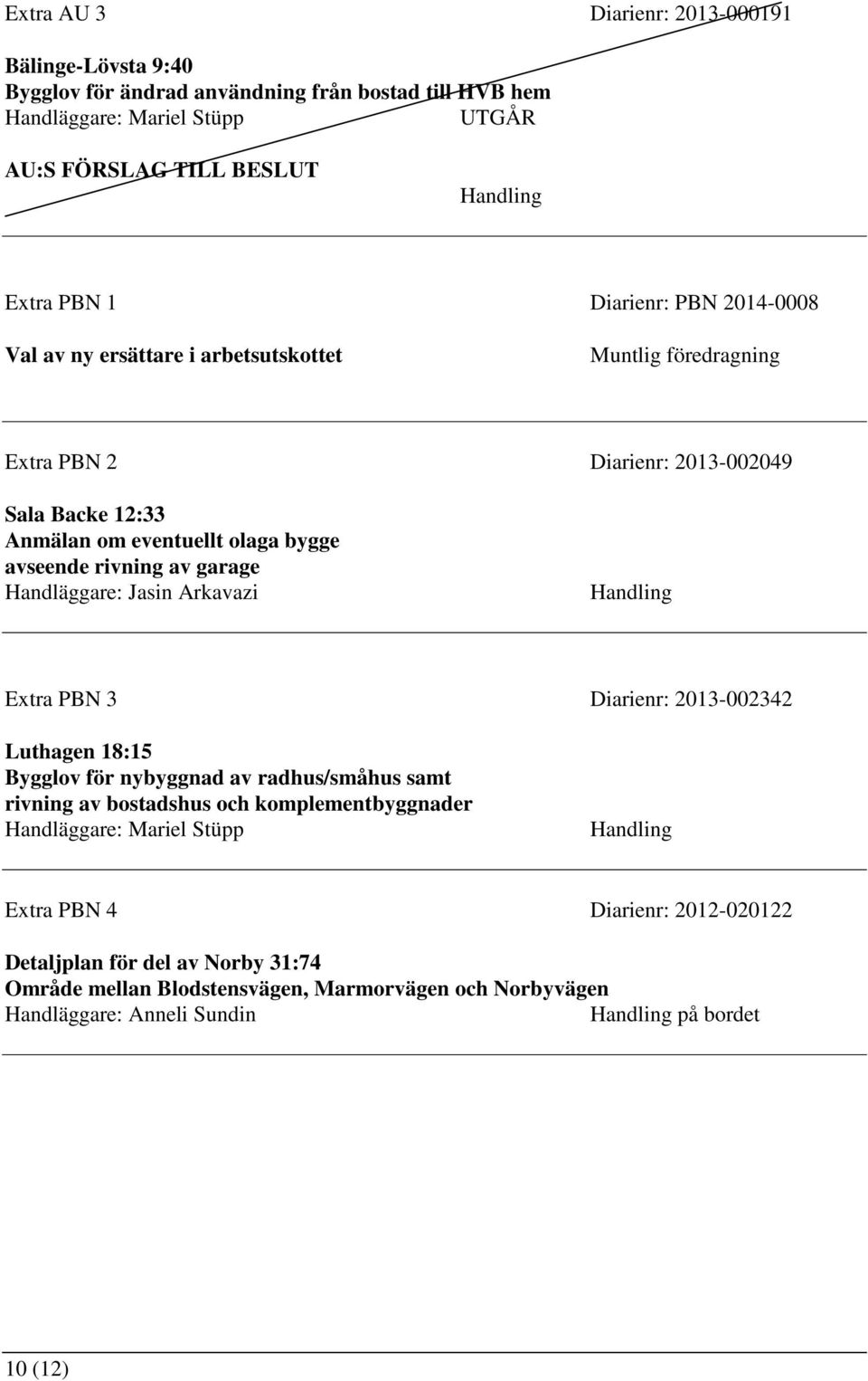 Handläggare: Jasin Arkavazi Extra PBN 3 Diarienr: 2013-002342 Luthagen 18:15 för nybyggnad av radhus/småhus samt rivning av bostadshus och komplementbyggnader