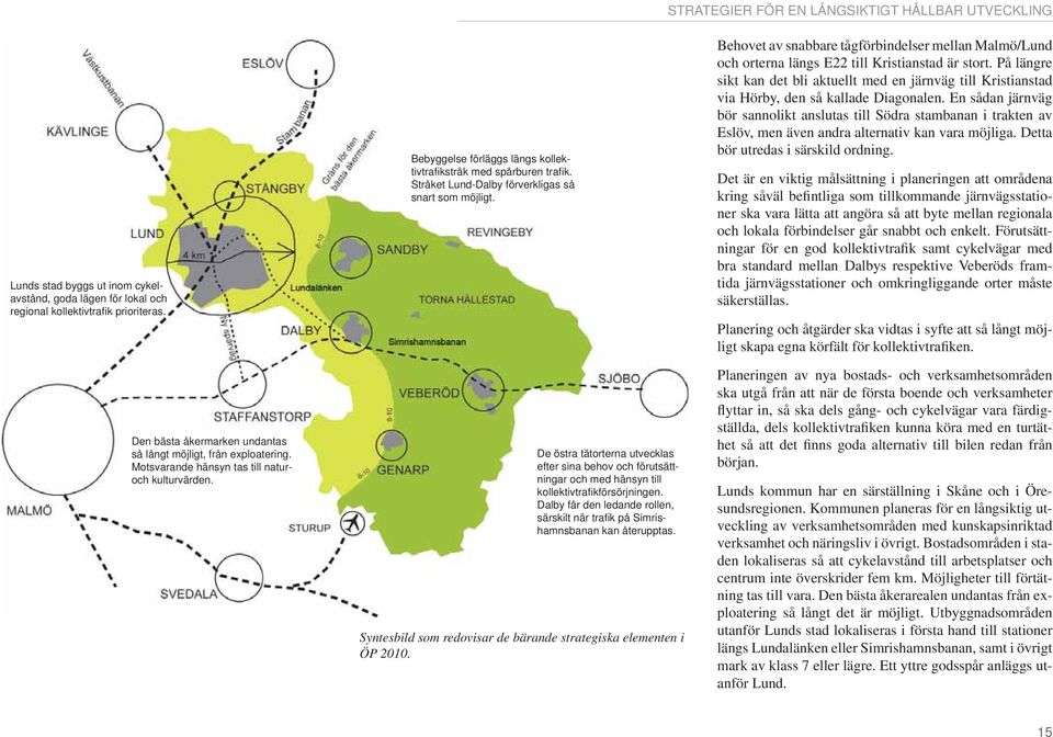 STRATEGIER FÖR EN LÅNGSIKTIGT HÅLLBAR UTVECKLING Behovet av snabbare tågförbindelser mellan Malmö/Lund och orterna längs E22 till Kristianstad är stort.